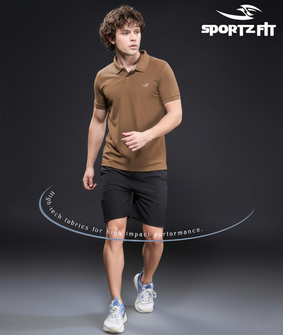 Men Collar Neck T-Shirt  | Brown | M |  SBT12